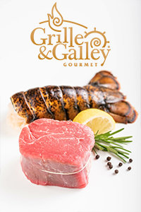 Grille and Galley logo with Steak and Lobster